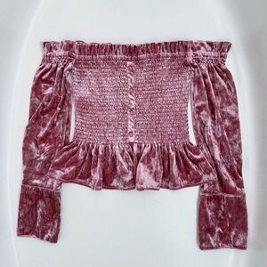 Greyson Pink Velvet Off-Shoulder Top